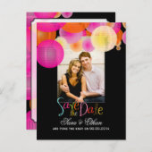 Carte Postale Faire-part Lanternes PixDezines pour annoncer la date de mari (Devant / Derrière)