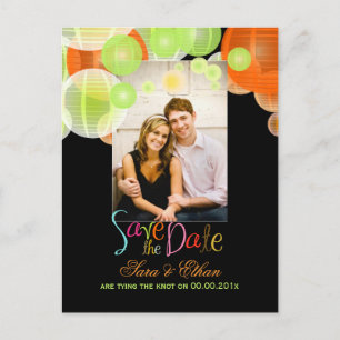 Carte Postale Faire-part Lanternes PixDezines pour annoncer la date de votr