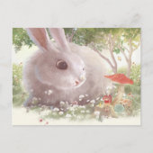 Carte Postale Faire-part Lapin avec des fleurs (Devant)