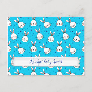 Carte Postale Faire-part lapin bleu