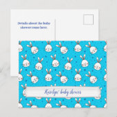 Carte Postale Faire-part lapin bleu (Devant / Derrière)