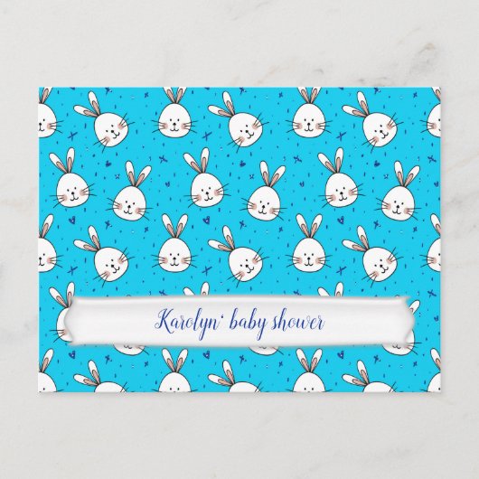 Carte Postale Faire-part lapin bleu (Devant)