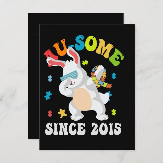 Carte Postale Faire-part Lapin de Pâques drôle Dabbing Sensibilisation à l' (Devant / Derrière)