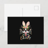 Carte Postale Faire-part Lapin de Pâques heureux Amoureux de Boston Terrier (Devant / Derrière)