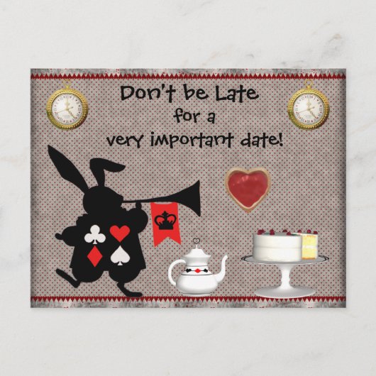 Carte Postale Faire-part Lapin de Wonderland Sauver la Date Baby Shower (Devant)