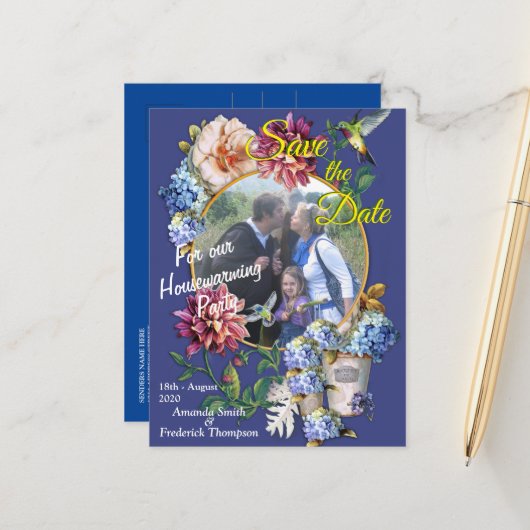 Carte Postale Faire-part L'aquarelle florale de l'ère victorienne  (Devant/Arrière en situation)