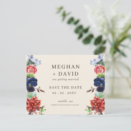 Carte Postale Faire-part L'aquarelle rustique fleurit le Mariage floral (Debout devant)