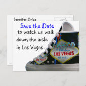 Carte Postale Faire-part Las Vegas Mariage Save Date : marche dans l'allée (Devant / Derrière)