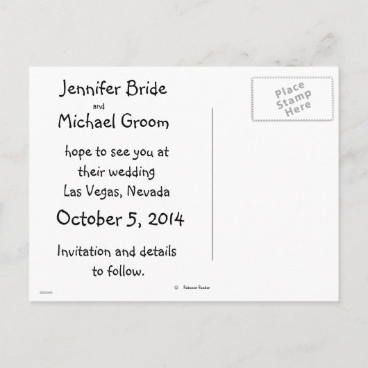 Carte Postale Faire-part Las Vegas Mariage Save Date : marche dans l'allée (Dos)