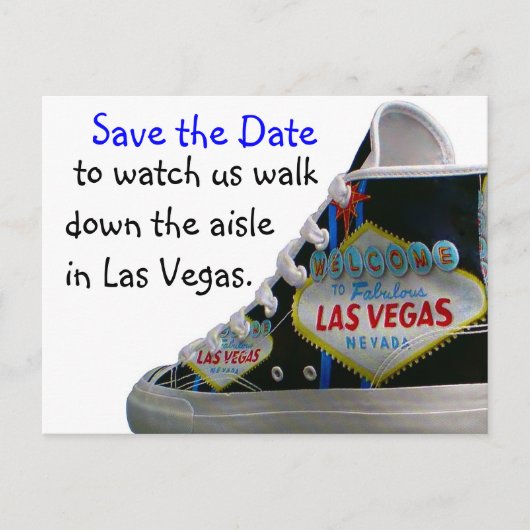 Carte Postale Faire-part Las Vegas Mariage Save Date : marche dans l'allée (Devant)