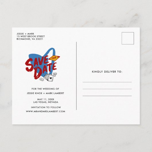 Carte Postale Faire-part Las Vegas Photo Save the Date (Dos)