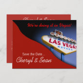 Carte Postale Faire-part Las Vegas Save The Date (tomate rouge) (Devant / Derrière)