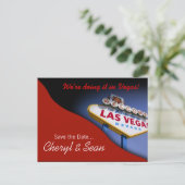 Carte Postale Faire-part Las Vegas Save The Date (tomate rouge) (Debout devant)