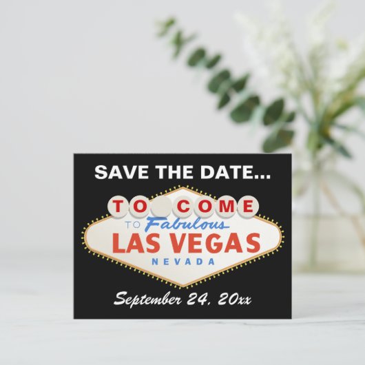 Carte Postale Faire-part Las Vegas signe destination mariage Enregistrer la (Debout devant)