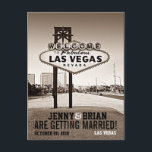 Carte Postale Faire-part Las Vegas Vintage Sepia Wedding Enregistrer La Dat<br><div class="desc">Photo éditée du panneau de bienvenue à Las Vegas. Tous les textes par défaut peuvent être entièrement customisés avec vos propres mots, et vous pouvez également modifier les polices, les tailles, le placement de texte et les couleurs du texte. Pour modifier le texte uniquement, utilisez l'option personnaliser. Pour des changements...</div>
