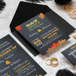 Carte Postale Faire-part L'automne laisse Chalkboard Mariage Enregistrer la<br><div class="desc">Ces cartes postales Décontracté Chic Save the Date sont la meilleure façon d'annoncer votre mariage! Customisez le texte pour dire exactement ce que vous voulez. Autres éléments de coordination disponibles.</div>