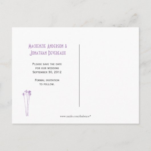 Carte Postale Faire-part Lavande Blanc Mason Jar Fleurs sauvages Enregistre (Dos)