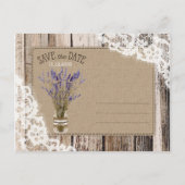 Carte Postale Faire-part Lavande et dentelle Plaques en bois rustique Enreg (Dos)
