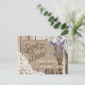 Carte Postale Faire-part Lavande et dentelle Plaques en bois rustique Enreg (Debout devant)