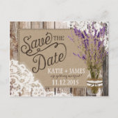 Carte Postale Faire-part Lavande et dentelle Plaques en bois rustique Enreg (Devant)