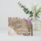 Carte Postale Faire-part Lavande et dentelle Plaques en bois rustique Enreg (Debout devant)