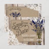 Carte Postale Faire-part Lavande et dentelle Plaques en bois rustique Enreg (Devant / Derrière)