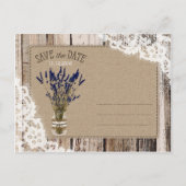 Carte Postale Faire-part Lavande et dentelle Plaques en bois rustique Enreg (Dos)