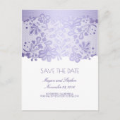 Carte Postale Faire-part Lavande Purple Dentelle Élégante Enregistrer La Da (Devant)