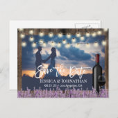 Carte Postale Faire-part Lavande rustique Mariage floral Photo Enregistrer