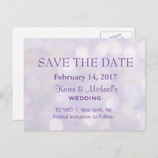 Carte Postale Faire-part Lavender Bokeh | Enregistrer la date (Devant / Derrière)