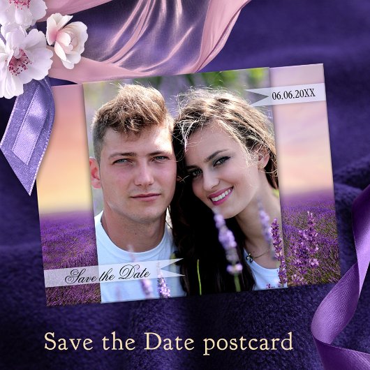 Carte Postale Faire-part Lavender Field Floral Pays Enregistrer la date