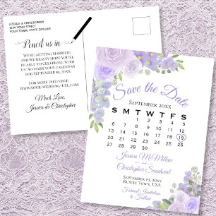 Carte Postale Faire-part Lavender Floral Wedding Enregistrer le calendrier 