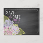 Carte Postale Faire-part Lavender Hydrangea Chalkboard Enregistrer la date (Dos)