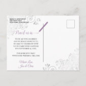 Carte Postale Faire-part Lavender Lacy Mariage en argent Enregistrer la dat (Dos)