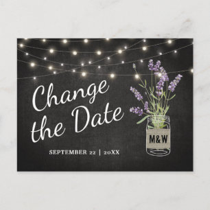 Carte Postale Faire-part Lavender Mason Jar Mariage Modifier la date