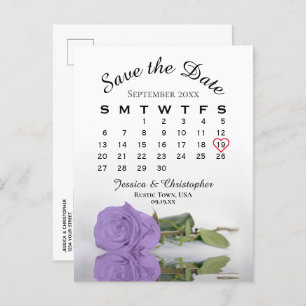 Carte Postale Faire-part Lavender Purple Rose Calendrier Enregistrer la dat