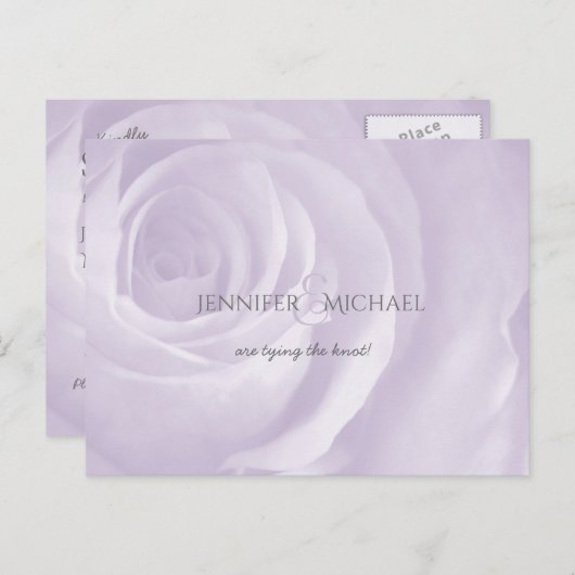 Carte Postale Faire-part lavender rose mariage simple élégant enregistrer l (Devant / Derrière)