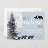 Carte Postale Faire-part L'aventure Attend Ours de la Forêt Rustique Grosse (Devant / Derrière)