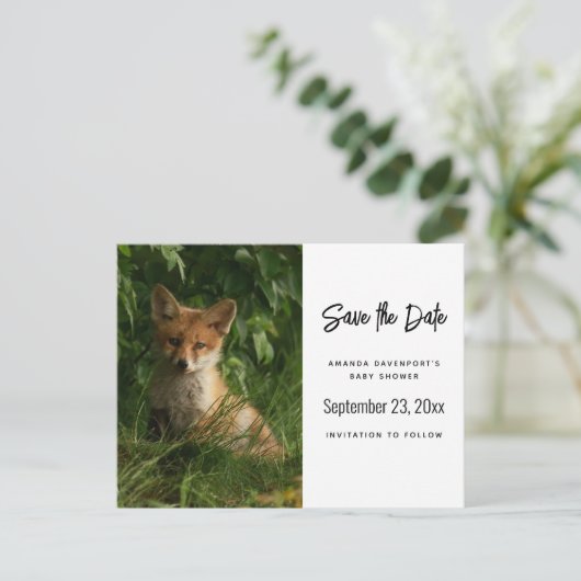 Carte Postale Faire-part Le chou renard dans une forêt verte (Debout devant)
