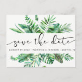 Carte Postale Faire-part Le feuille tropical d'aquarelle chique fait gagner (Devant)