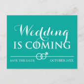 Carte Postale Faire-part Le mariage arrive Enregistrer la date Blanc (Devant)