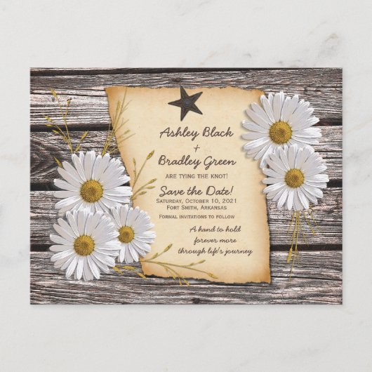 Carte Postale Faire-part Le mariage occidental rustique blanc de la marguer (Devant)