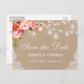 Carte Postale Faire-part Le pot rustique de Papier d'emballage allume les (Devant / Derrière)