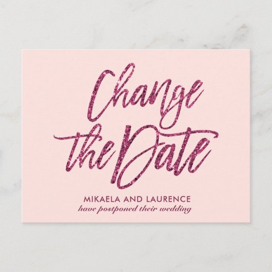 Carte Postale Faire-part Le script de parties scintillant rose vierge de pr (Devant)