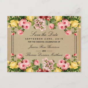 Carte Postale Faire-part L'élégante collection Vintage de Mariages floraux