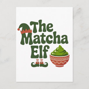 Carte Postale Faire-part L'Elfe Matcha Drôle de Noël Buveurs de Boisson Mat