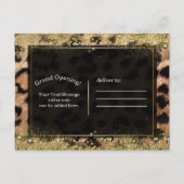 Carte Postale Faire-part Leopard Cheetah Gold Parties scintillant Monogram (Dos)