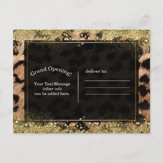 Carte Postale Faire-part Leopard Cheetah Gold Parties scintillant Monogram (Dos)