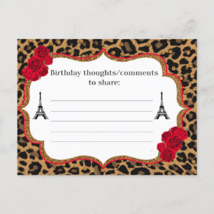 Carte Postale Faire-part Leopard Paris anniversaire thématique voeux d'anni
