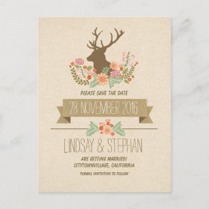 Carte Postale Faire-part Les andouillers rustiques de cerfs communs de pays